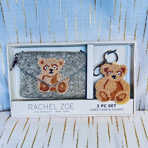 Rachel Zoe Accessories - Rachel Zoe Beaded Teddy Bear Card Case + Keychain Charm | 2-Pc Set | NWT